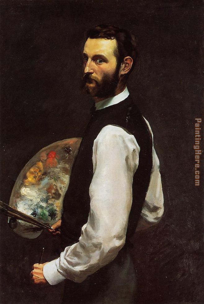 Self-Portrait with Palette painting - Frederic Bazille Self-Portrait with Palette art painting